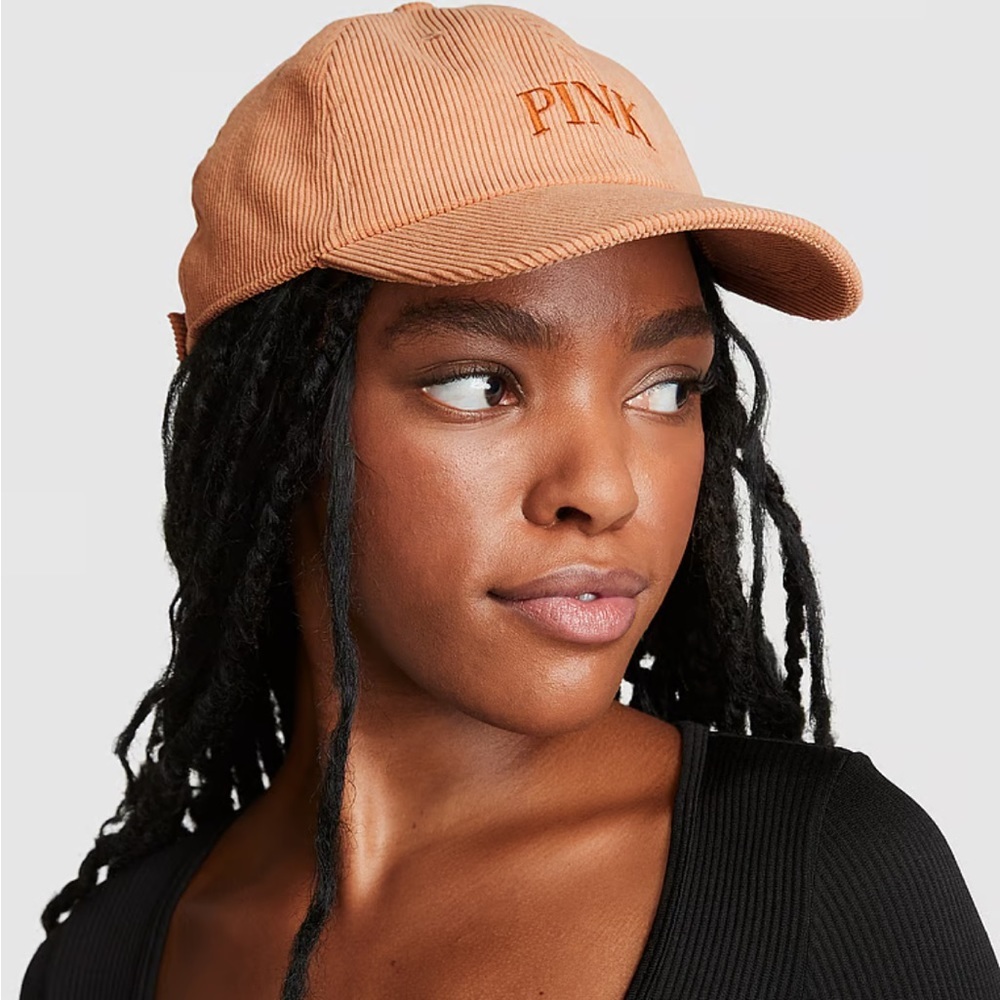 PINK VICTORIA SECRET Corduroy Baseball Hat In Golden